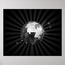 Mirror Disco Ball on Black Posters