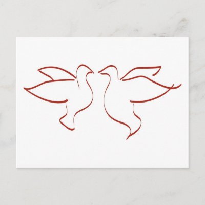 Mirror Image Doves Clipart Postcard by White Wedding