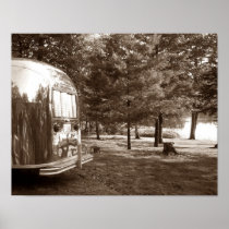 Mirror Lake Retro Camper Tin Can Sepia Print