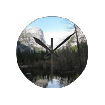 Mirror Lake - Yosemite Round Wall Clocks