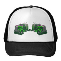 Mirrored Green Semi Truck Trucker Hat