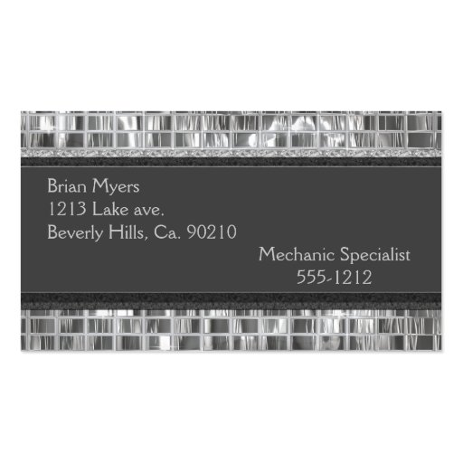 Mirrored Metal Magic Business Card (front side)