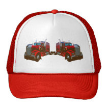 Mirrored Red Semi Truck Trucker Hats