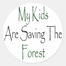 Mis niños están ahorrando el bosque etiquetas redondas