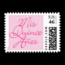 Mis Quince Años Pink Postage Stamps stamps