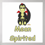 Mischievous Baby Black Dragon Red Wings Mean Spiri Posters