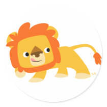 Mischievous Cartoon Lion round sticker