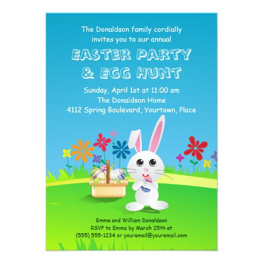 Mischievous Easter Bunny Party Personalized Invitations (front side)
