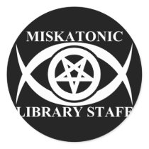 MISKATONIC LIBRARY STAFF ROUND STICKERS