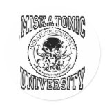 miskatonic round sticker