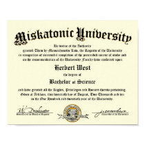Miskatonic University Diploma posters