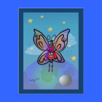 Miss Butterfly Goes Shopping Postcard postcards