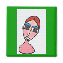 miss contentment Square Fridge Magnet