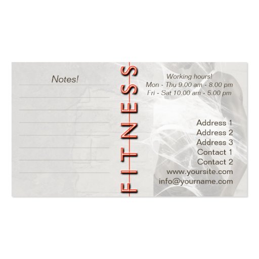 Miss Fitness - Business-, Profile Card Business Cards (back side)