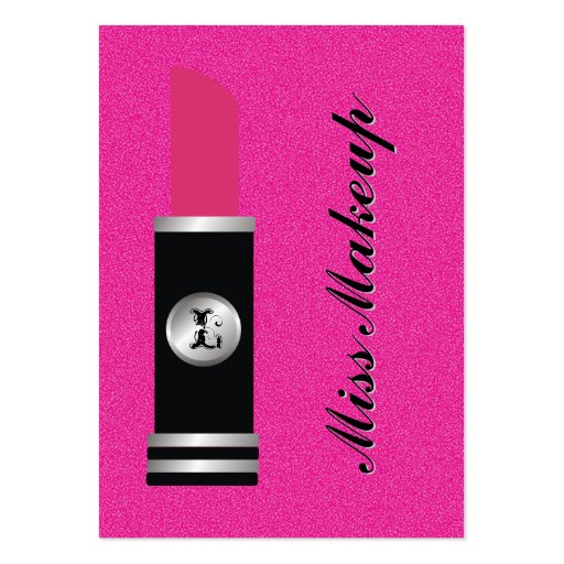 Miss Makeup On Hot Pink Pattern Business Card Template (front side)