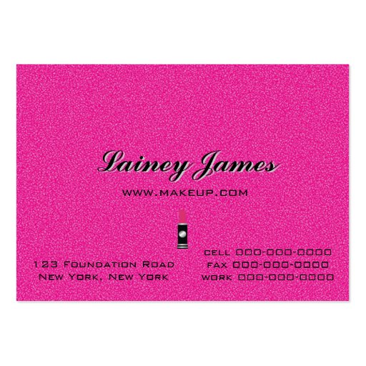Miss Makeup On Hot Pink Pattern Business Card Template (back side)
