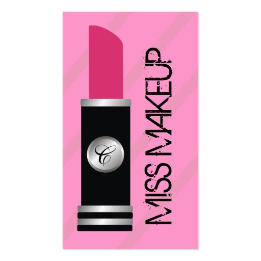 Miss Makeup Pink -Pink Stipes Business Card Templates