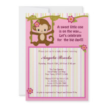 Miss Monkey Baby Shower Invitations Girl