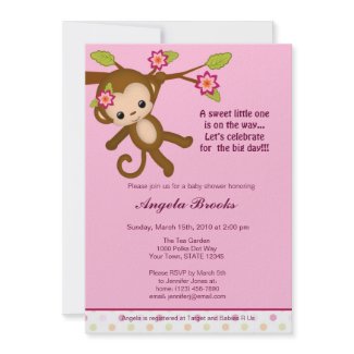 Miss Monkey Baby Shower Invitations Girl invitation