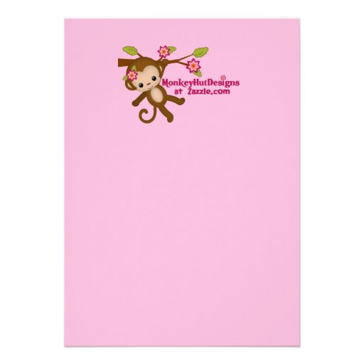 Miss Monkey Baby Shower Invitations Girl