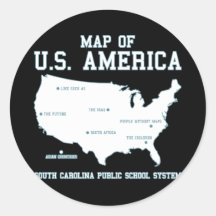 Miss South Carolina Map of US America Round Stickers