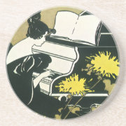Miss Traumerei Playing Piano, by Ethel Reed coaster