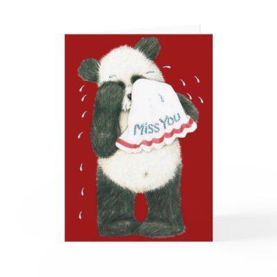 Miss You Panda Teddy Card (Blank) by fuzzbuttcafe. Cute Panda Miss You Card