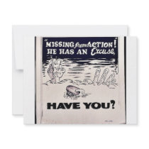 Missing From Action! He Has An Excuse, Have You? invitations