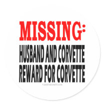 Missing Husband and Corvette: Reward for Corvette stickers