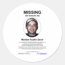Missing Person Round Sticker