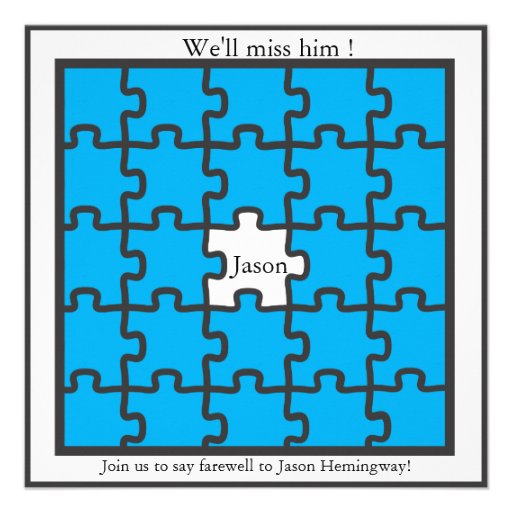 Missing piece- farewell party invitations (front side)
