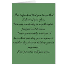 Missing spouse overseas in the military greeting card