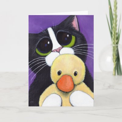 Missing You - Cute Cat Card by LisaMarieArt