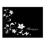 "Missing You" Floral Modern Postcard postcards