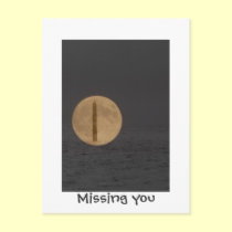 Missing you - Moon bird ocean collage postcards