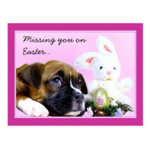 Missing you on Easter boxer postcard