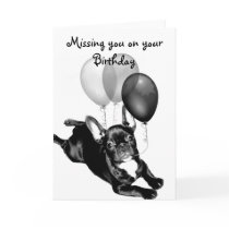 Missing you on your Birthday French Bulldog card