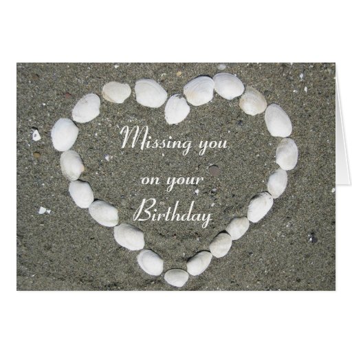 Missing You On Your Birthday Seashell Heart Cards Zazzle