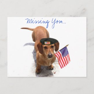 MIssing you Patriotic dachshund Postcard postcard