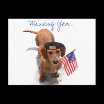 MIssing you Patriotic dachshund Postcard by ritmoboxer MIssing you Patriotic dachshund Postcard