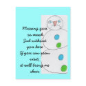 Missing you snowman postcard by KatAnnette Missing you snowman postcard