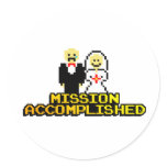 "Mission Accomplished" Marriage (8-bit) Round Stickers