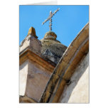 Mission church tower and cross card