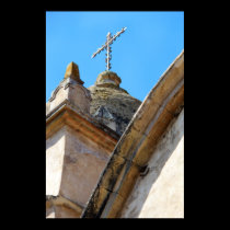 Mission church tower and cross posters