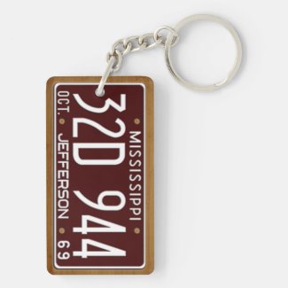 Mississippi 1969 Vintage License Plate Keychain Acrylic Keychain