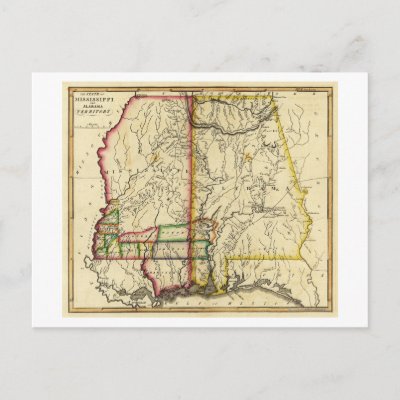 Mississippi and AlabamaPanoramic Map Postcard