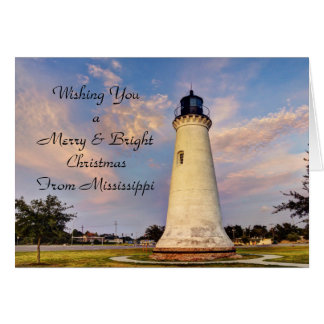 mississippi christmas lighthouse card cards