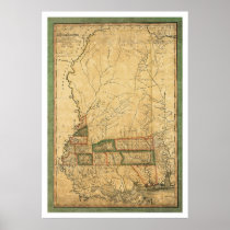 Mississippi Early Map by Melish 1820 Posters