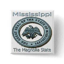 Mississippi Magnolia State Seal Pinback Buttons