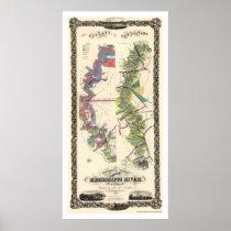 Mississippi River Map 1858 Posters